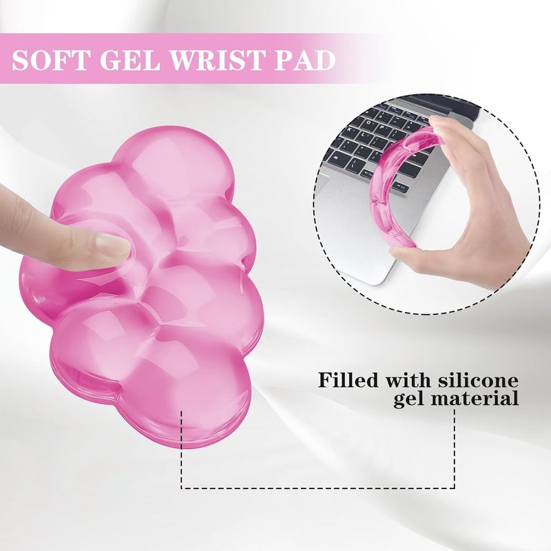 KEPUTAIER Gel Cloud Mouse Wrist Rest, Cute Wrist Support and Arm Support for Mouse Rest Typing Pain Relief，Suitable for Office/Computer/Laptop/Gaming (Transparent Pink) - Image 3